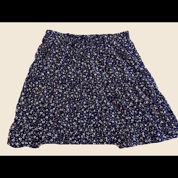 navy floral high waist skirt - size large - Picture 1 of 2